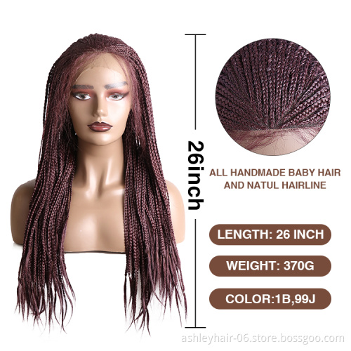 Julianna hair braided three-strand meches for dreadlocks faux locs braided wigs lace front custom logo box braided lace wigs